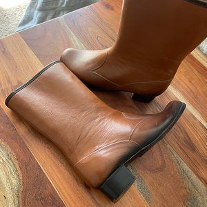 Vintage MOULDED CONSTRUCTION BOOTS BROWN ZIP UP MID-CALF size 7